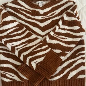 Nine West Brown and White Animal Print Sweater